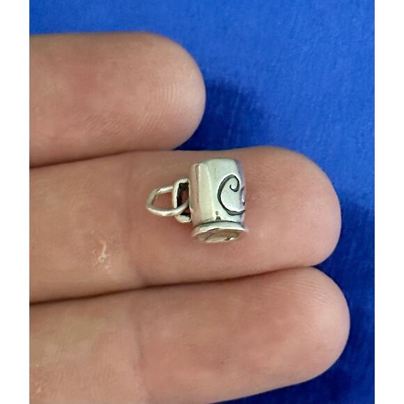 Sterling Silver Oxidized 3D Coffee Mug Charm - Picture 2 of 9